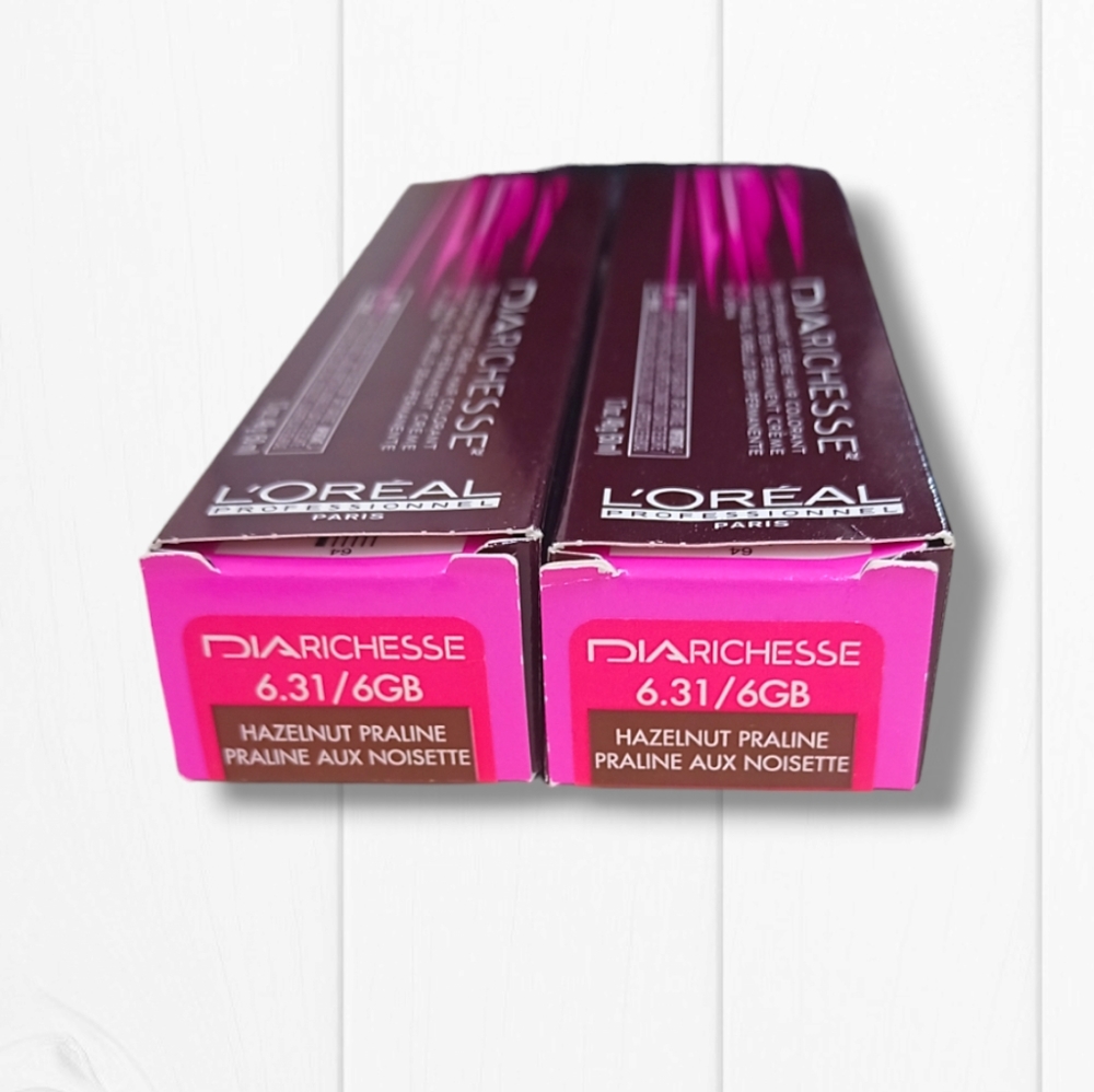 L'Oreal Professionnel DIARichesse 2 Tubes Ammonia-Free 6.31/6GB Hazelnut Praline